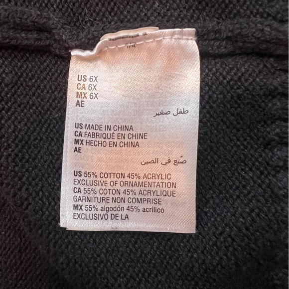 CHARTER CLUB girls Black and Red Sweater with Reindeer Pattern/size 6X - Picture 7 of 7